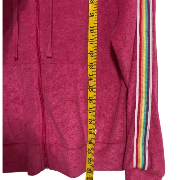 Pro Player Retro Pink Rainbow Striped Hoodie Jacket M - Picture 3 of 8